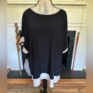 Joseph Ribkoff Black Sand Contrast Ruffle Sleeve Top NWT Size 14 Made in Canada